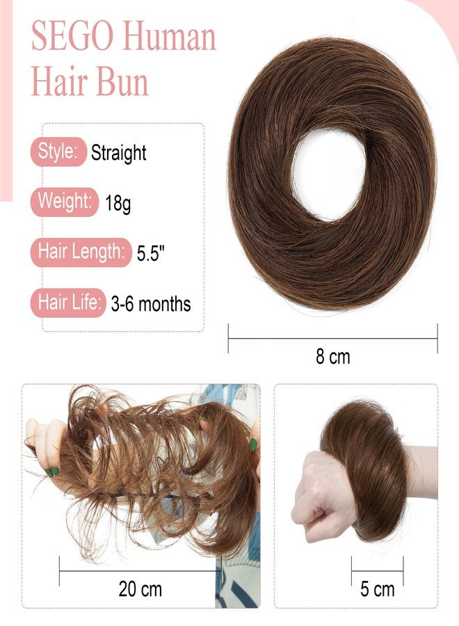 سيجو وصلات شعر سيجو الطبيعية على شكل كعكة فوضوية، ربطات شعر حقيقية، شعر مموج طبيعي، تسريحة شعر مرفوعة ناعمة، كعكة دوناتون، وصلات ذيل حصان للنساء والفتيات - رقم 04 بني شوكولاتة متوسط - Image 3